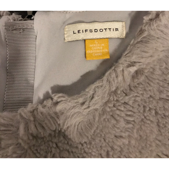 Anthropologie Leifsdottir Light Gray Faux Fur Short Sleeve Top - Size Large - Picture 4 of 8